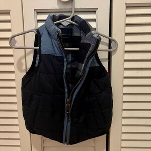 Jamie and Jack puffer vest, baby boy 6-12 months, navy and Carolina blue